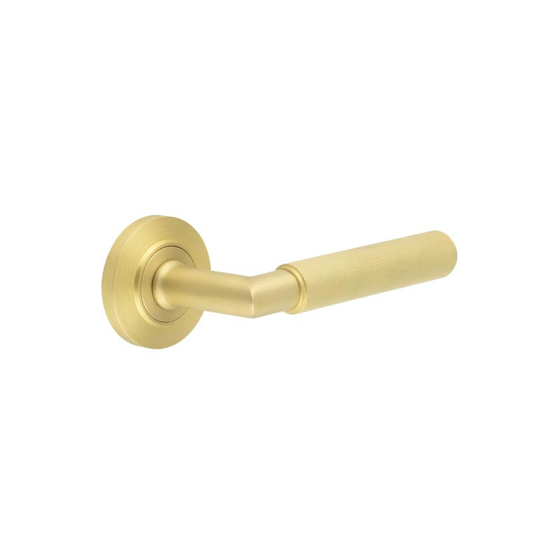 Burlington Piccadilly Door Handle on Chamfered Rose