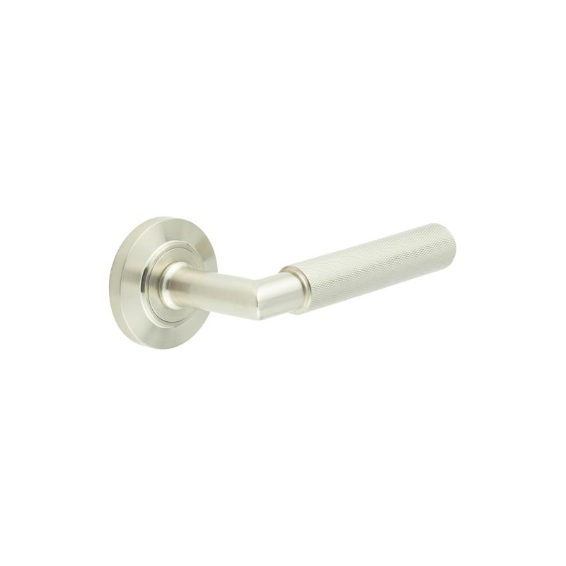 Burlington Piccadilly Door Handle on Chamfered Rose